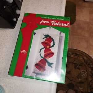 New Vintage Valiant Bells Latch Hook Wall Hanging 12 X 24